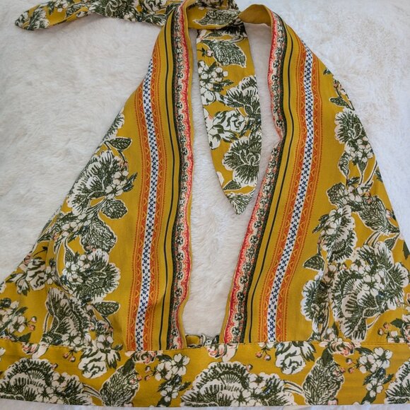 Free People Devon Golden Yellow Floral Print Halter Bra Size M - Picture 3 of 8